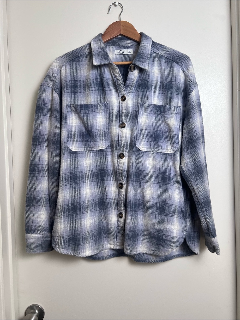 Hollister Lavender Plaid Heavyweight Flannel Shacket 100% Cotton Men's M